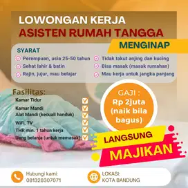 DIBUTUHKAN SEGERA - ASISTEN RUMAH TANGGA (MENGINAP)