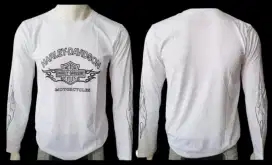 Kaos lengan panjang harley davidson putih lidah api