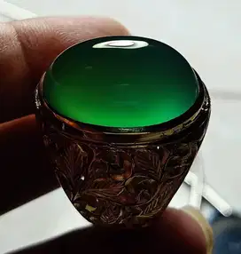 Batu Bacan Doko Giwang HQ BC055 Material Coklat Terbaik Ikatan Perak