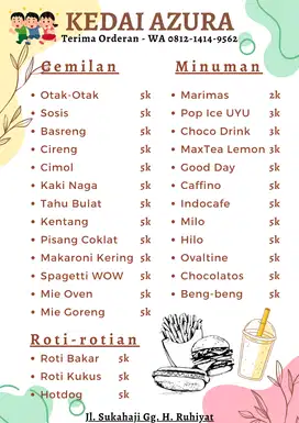 Minuman dan Cemilan Kedai Azura - Bandung