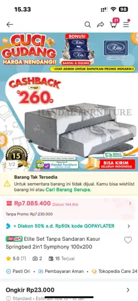 Elite Set Kasur Springbed Double - Second