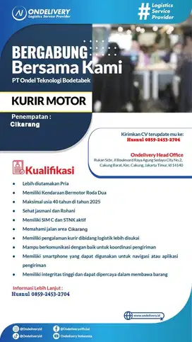 Lowongan kerja Loker kurir motor