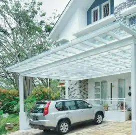 Kanopi atap kaca minimalist