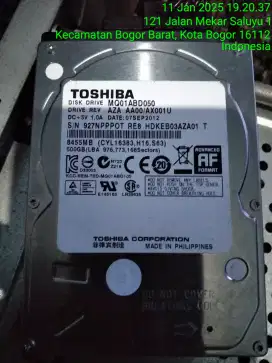 Hardisk Laptop Toshiba 500GB ( Nego )
