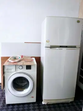 Mesin Cuci Samsung Digital Inverter dan Kulkas 1 pintu Goldstar LG