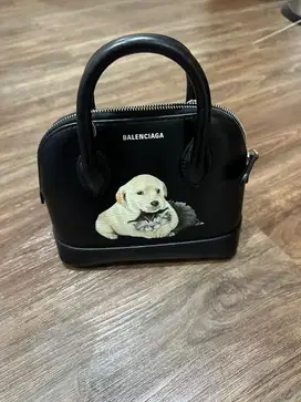 Balenciaga Ville Top Handle Leather Dog & Cat Graphic Handbag XS