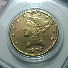 Koin Langka 1898 LIBERTY HEAD 10 DOLLARS AMERIKA KOLEKSI KUNO MURAH