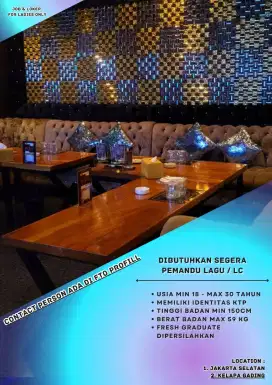 Dibutuhkan WANITA utk menjadi PL/LC. Di ExecutiveKaraoke