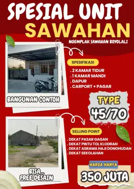 RUMAH BARU NGEMPLAK SAWAHAN BOYOLALI.