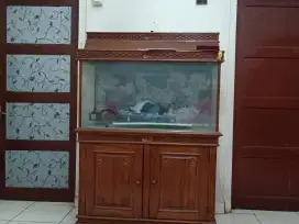 Aquarium plus lemari bahan jati