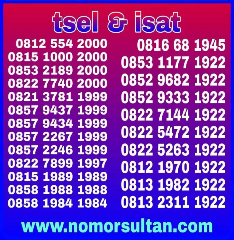 Nomor cantik kartu perdana seri tahun