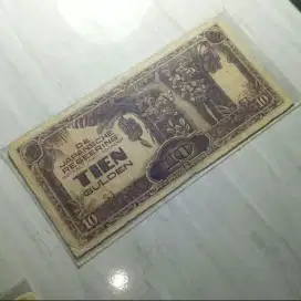 10 GULDEN 1942 ERA JEPANG KOLEKSI KERTAS KUNO