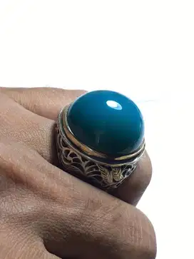 Batu Bacan Doko Lawas Material Coklat Natural Ring Perak Ukir