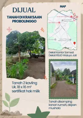 Dijual Tanah 2 Kavling Kraksaan Probolinggo