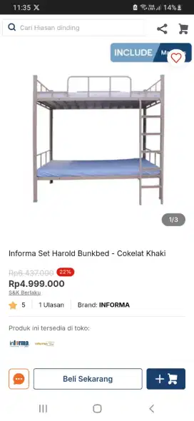 Bunkbed Informa Harold warna Khaki