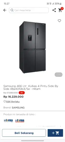 Promo kulkas samsung 4 pinth garansi 10 tahun