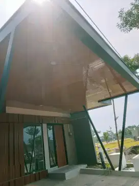 Canopy atap alderon 1 layer kombinasi plfon PVC