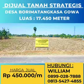 JUAL TANAH STRATEGIS JL POROS BORIMATANGKASA DESA BAJENG GOWA MAKASSAR