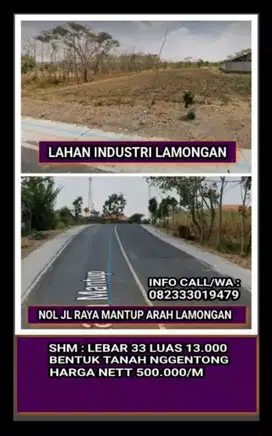 Lahan industri harga paling murah se wilayah lamongan