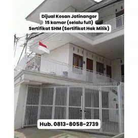 Dijual Kos Kosan 15 Kamar, Luas Tanah 161 m2 (Selalu Full)