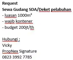 Request Sewa Gudang SDA/deket pelabuhan