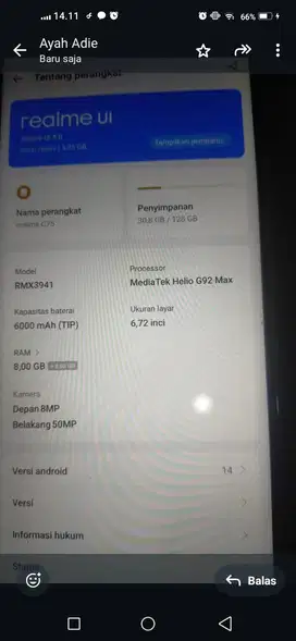 Hp realme c75 seken rasa baru