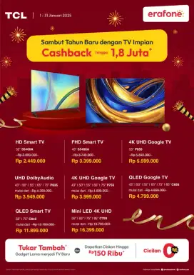 TCL Smart tv termurah promo cashback up to 300k