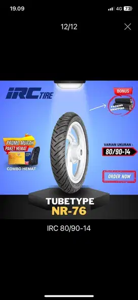 BAN DEPAN TUBETYPE IRC TIRE 80/90