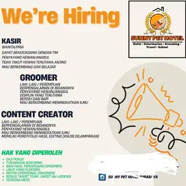 Loker kasir ,groomer ,kontent kreator