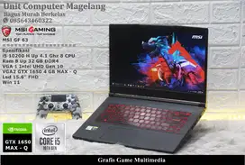 MSI GF 63 I i5 10200H 4.1 Ghz 8 CPU I 8 Up 32 GB I SSD 512 GB I GTX