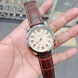 Jam tangan analog tgl aktif pria tali kulit simpel bagus be2 tali cokl