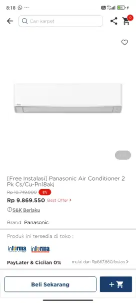 AC PANASONIC 2PK CS/CU-PN18AKJ