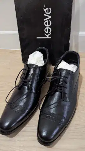 Keeve Shoes Sepatu Kulit Pantofel Hitam Peninggi Badan Pria BNOB