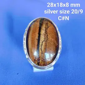 Cincin perak, batu langka. natural Tiger eye _badar besi