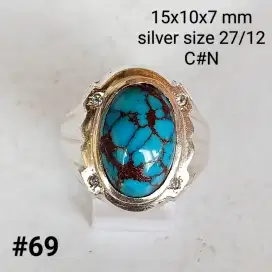 Cincin perak, batu natural turquoise Egypt mesir