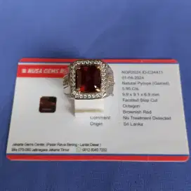 Batu permata natural pyrope_garnet. Gem id card NGR