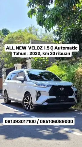 ALL NEW  VELOZ 1.5 Q Automatic
Tahun : 2022, km 30 ribuan