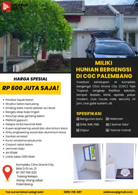 Dijual Rumah Palembang - CGC - Baru