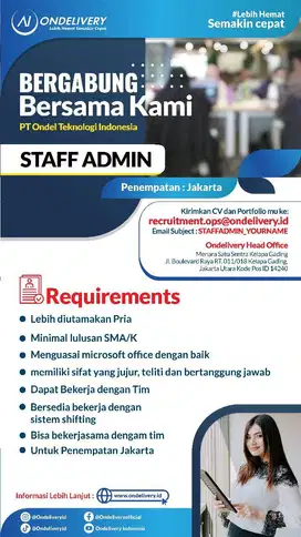 STAFF ADMIN HELPER JAKARTA TIMUR (KRAMAT JATI, JAKARTA TIMUR)