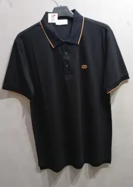 SALVATORE FERRAGAMO TEING TIPPED BLACK POLO SHIRT