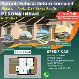 Dijual Rumah Subsidi Spek Komersil Pesona Indah Setu Bekasi