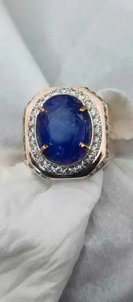 Blue tanzanite iket perak emas swasa