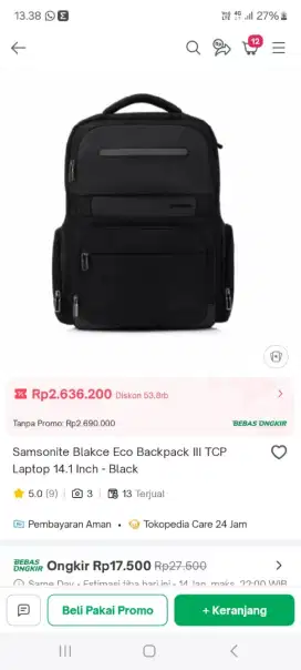 Tas ransel merk samsonite