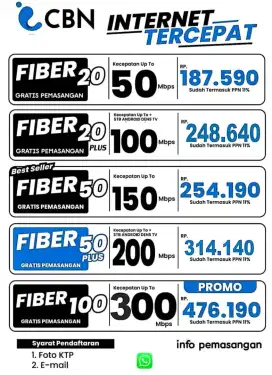 WIFI TERMURAH flat *SELAMANYAHANYA* 200,000 AN DEngan kecepatan 20mbps