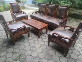 Kursi tamu hongkong bambu kayu jati asli