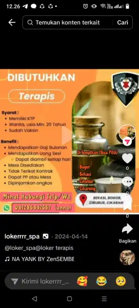 Loker terapis spa