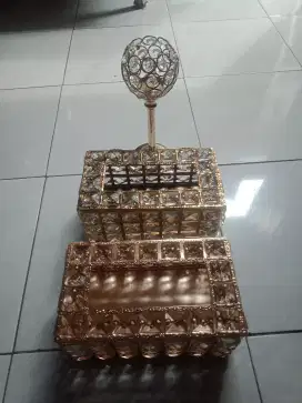 Tempat Tisu Sultan Gold 2Pcs Dan Tempat Permen Atau Bisa Lilin