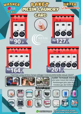 Paket usaha laundry card sistem 2 LG 15 kg dan Speedqueen