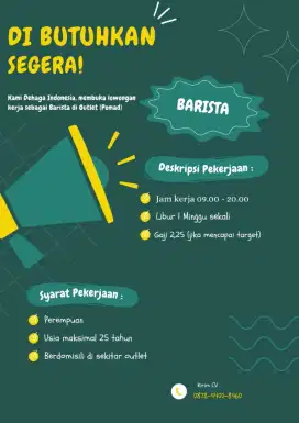 Lowongan pekerjaan barista