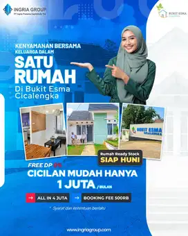 JUAL RUMAH SUBSIDI 1 LT DKT RSUD CICALENGKA CICILAN FLAT 1 JUTAAN